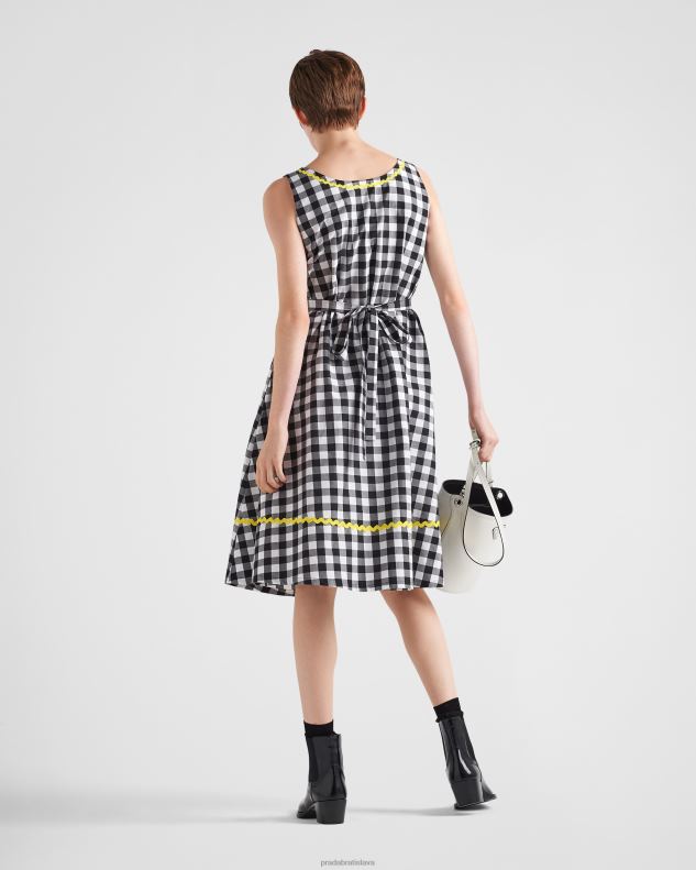 Prada odev čierna/žltá ženy gingham šekové šaty 602LP142