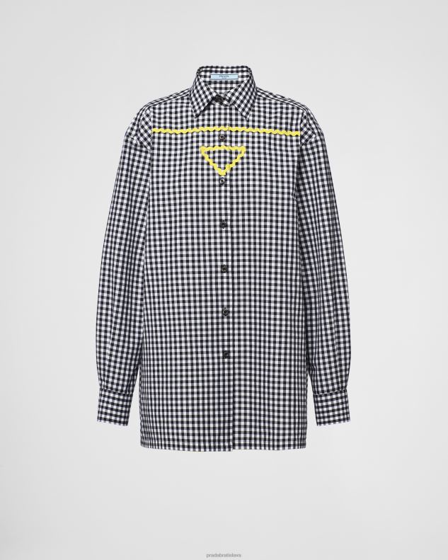 Prada odev čierna/žltá ženy gingham check tričko 602LP138