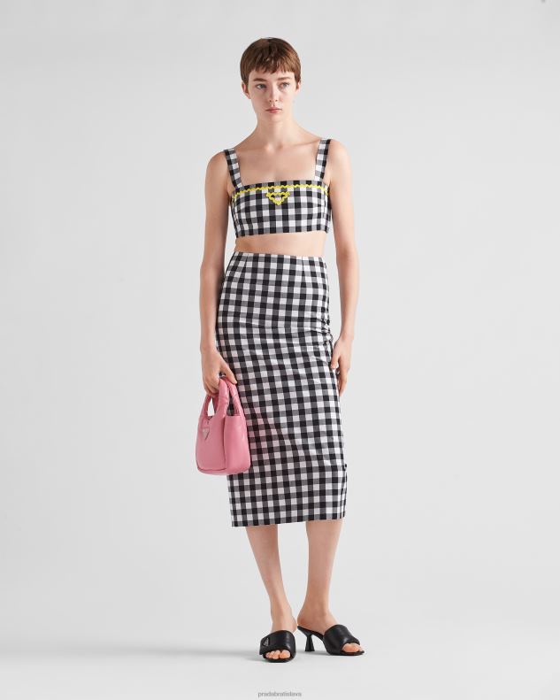 Prada odev čierna/žltá ženy gingham check top 602LP129