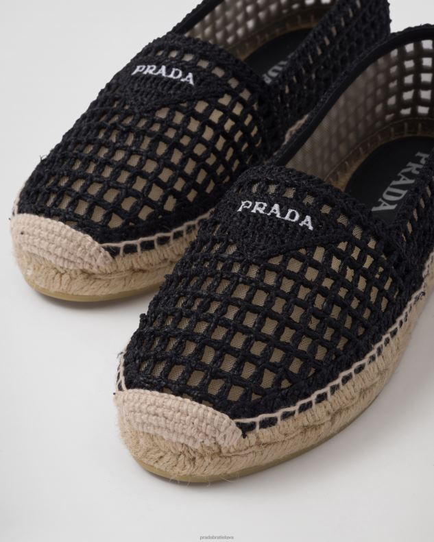 Prada topánky čierna ženy háčkované espadrilky 602LP1091