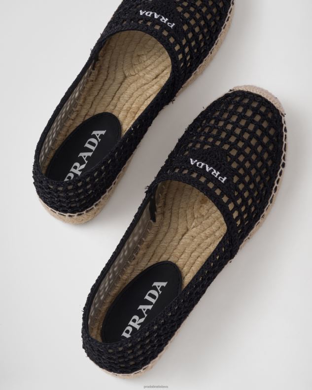 Prada topánky čierna ženy háčkované espadrilky 602LP1091